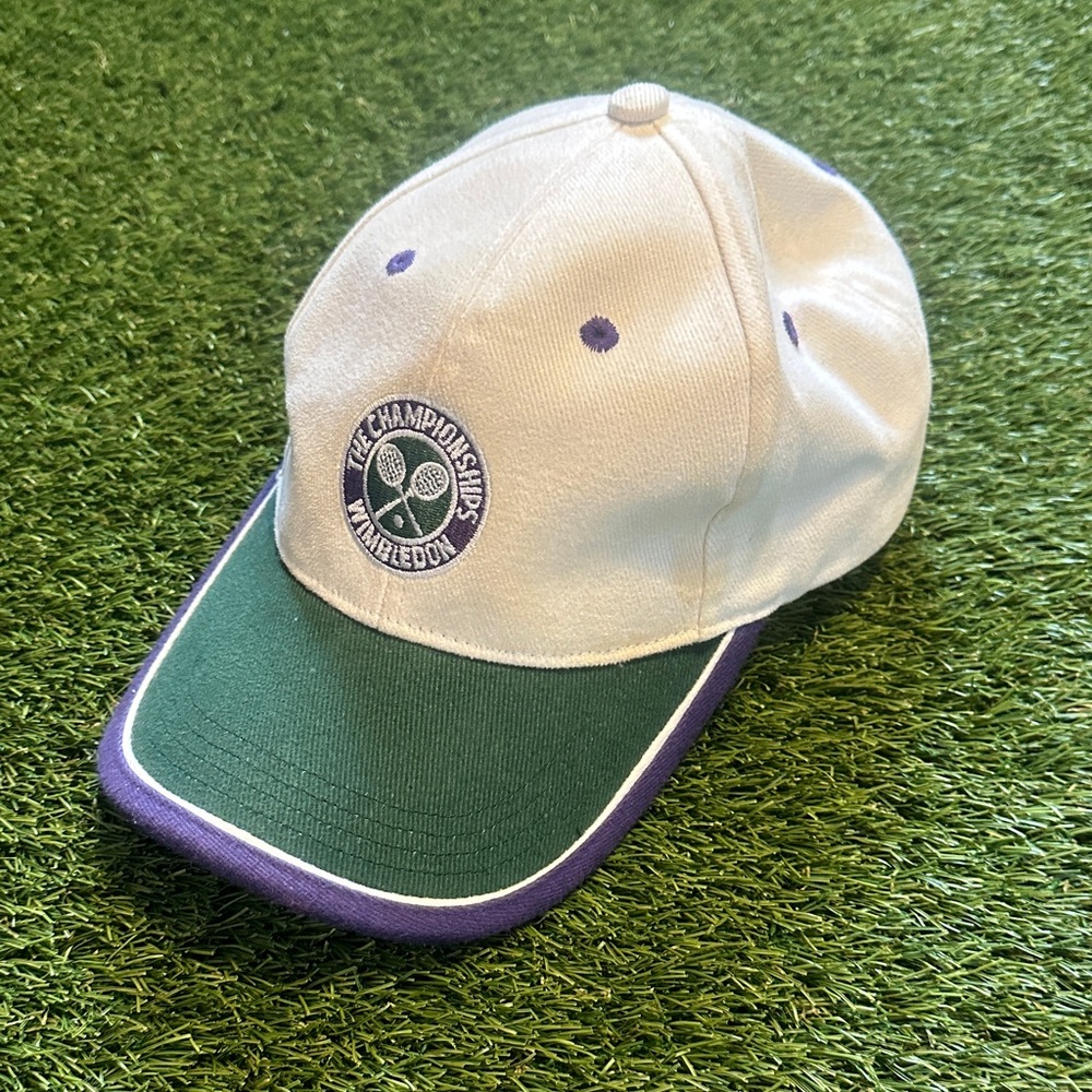 Rare Vintage Wimbledon Tennis White and Green Cap One Size Fits All